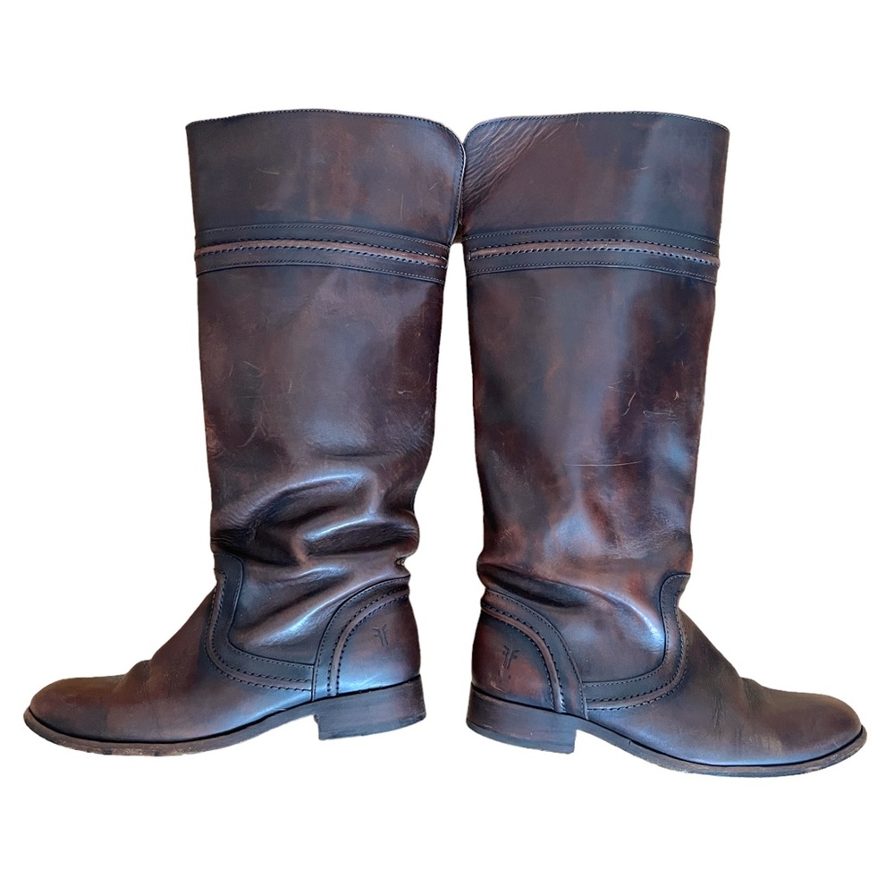Frye Trapunto high riding boot distressed